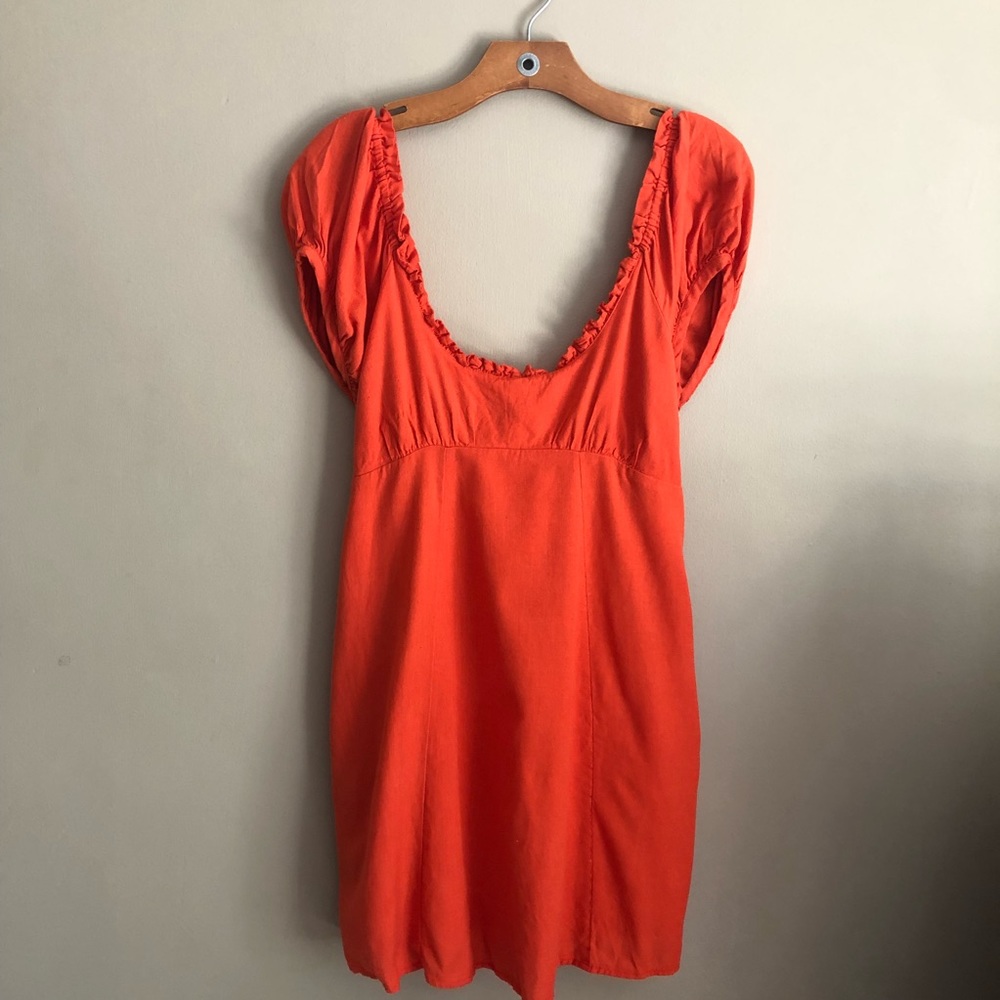 Free People Orange Babydoll Dress Size Small